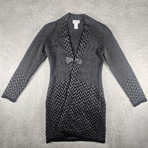 Soft Surroundings Sweater Womens XS Petite Black Gray‎ Wool West Saxon Duster